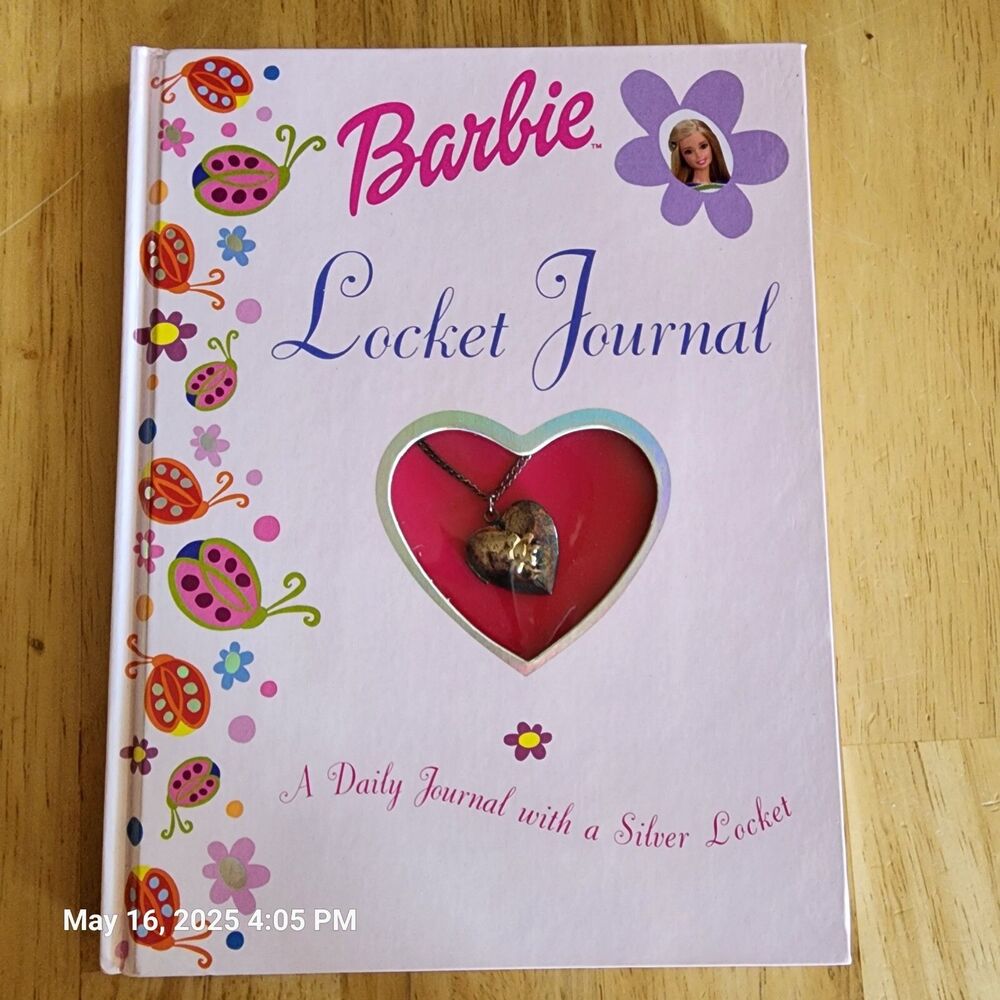 Barbie Locket Journal Book Pink Journal w/Silver Locket (Tarnished) 2000 Vintage